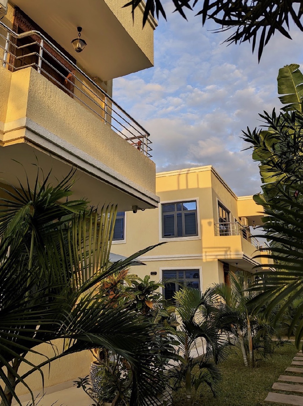 Golden hour in the garden courtyard