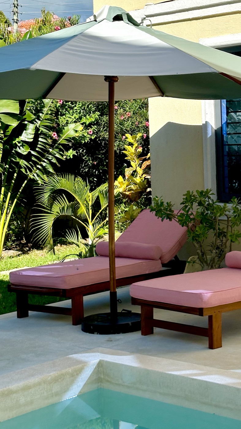 Loungers at the shared pool