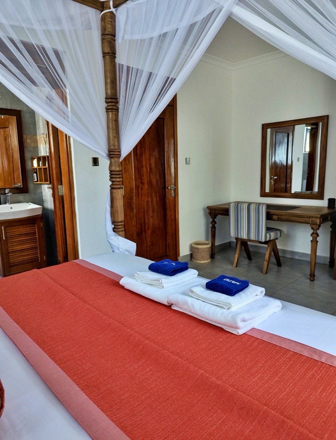 The ground-floor king bedroom with en-suite and desk
