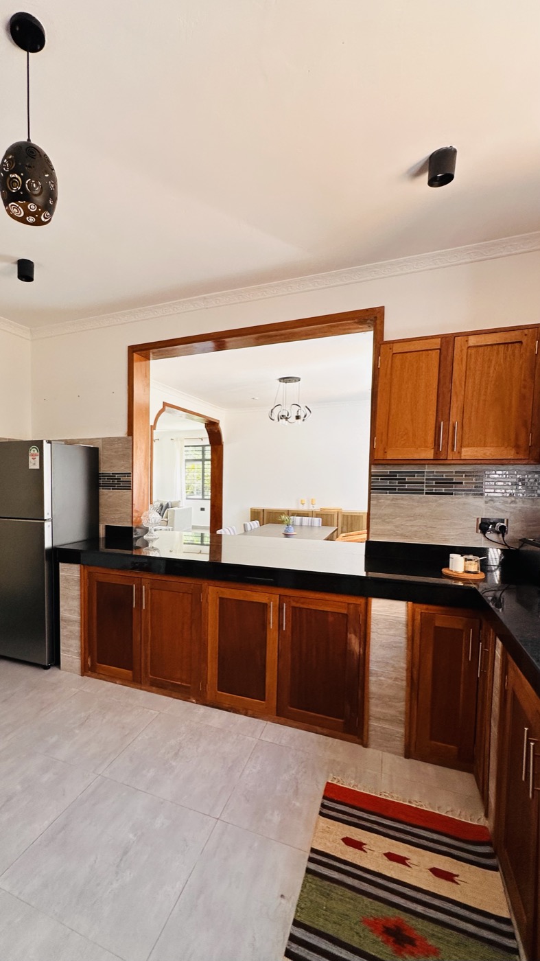 The kitchen with its pass-through to the dining room