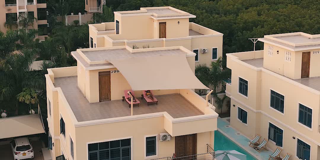 Mila Samawati's private shaded rooftop terrace